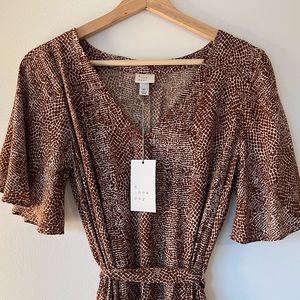 A New Day Flutter-Sleeve Tie-Waist Dress